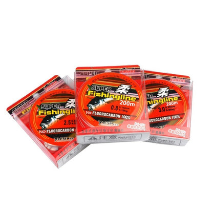 Three packages of Super Fishingline on a white background