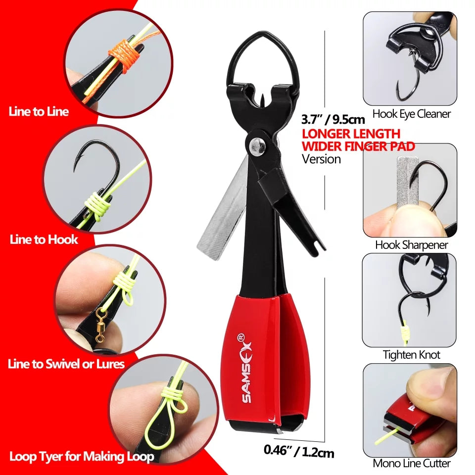 Fishing tool quick knot tie and scissors