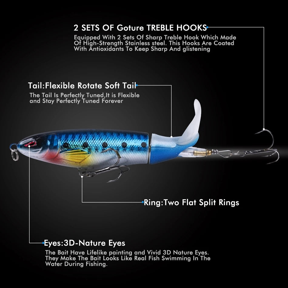 Lure in action, underwater with lifelike movement.

