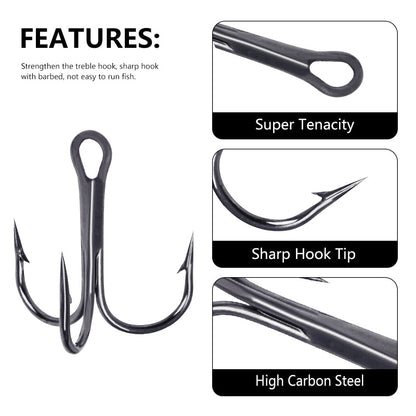 Fishing hooks with barbed design for secure fish hold.