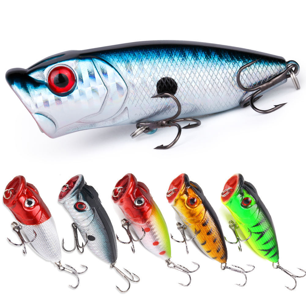 Set of colorful fishing lures on a white background