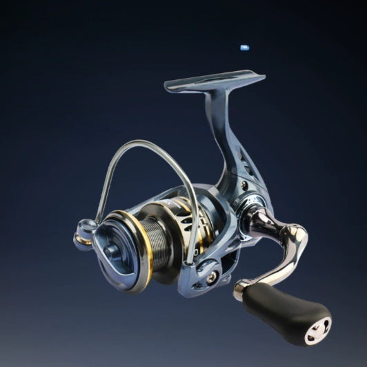 Fishing reel on a dark background